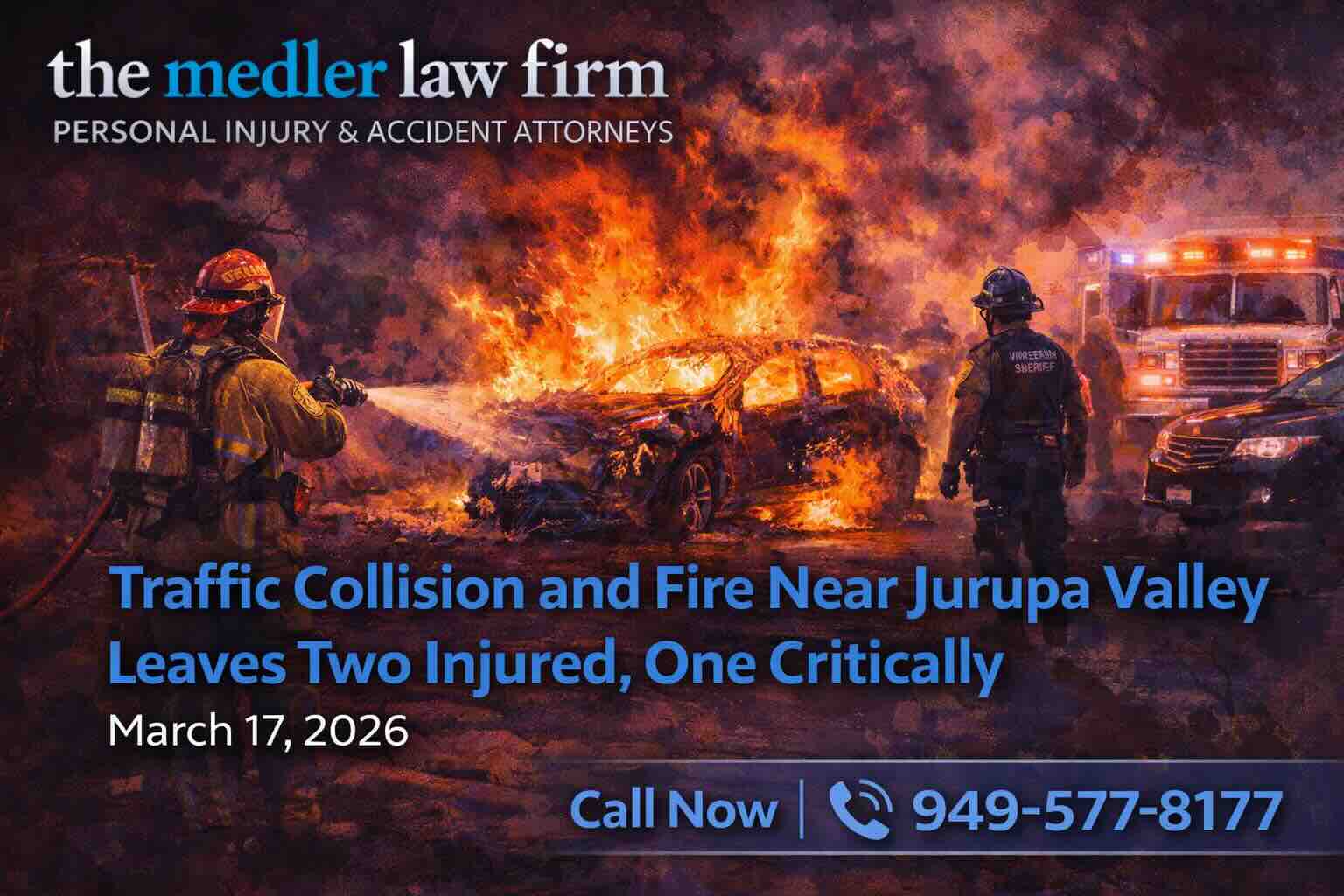 Traffic Collision and Fire Near Jurupa Valley Leaves Two Injured One Critically