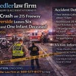 Tragic Crash on 215 Freeway Near Riverside Leaves Six Injured and One Infant Deceased