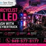 Motorcyclist Killed in Crash With Tesla Cybertruck in Fullerton
