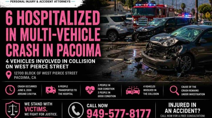 6 Hospitalized in Multi-Vehicle Crash in Pacoima