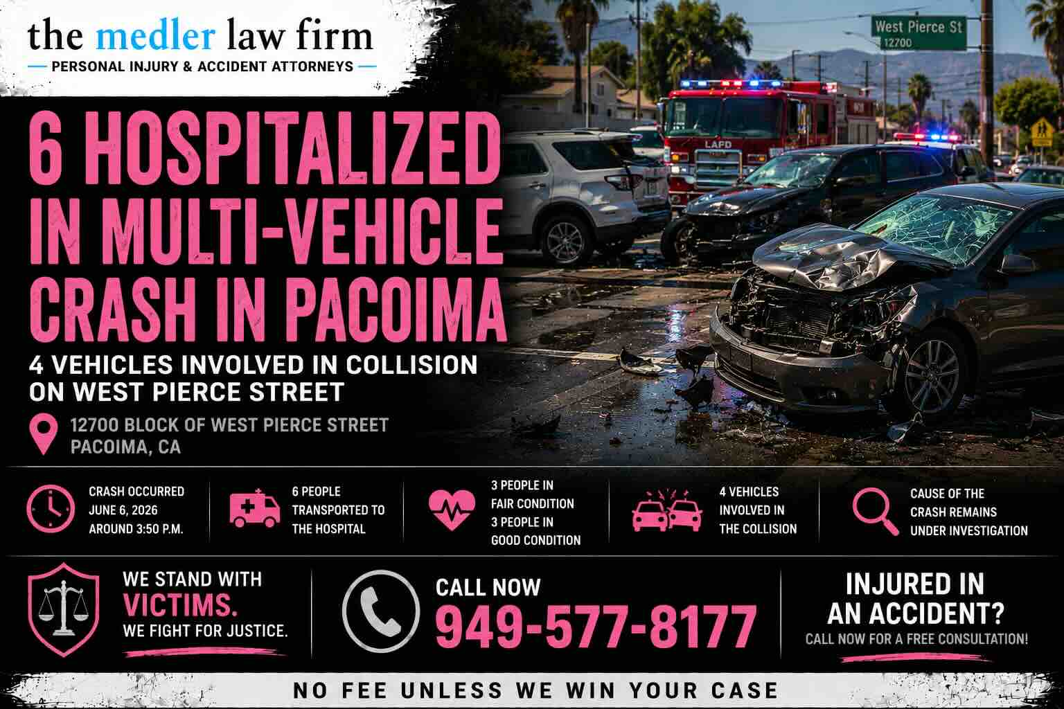6 Hospitalized in Multi-Vehicle Crash in Pacoima