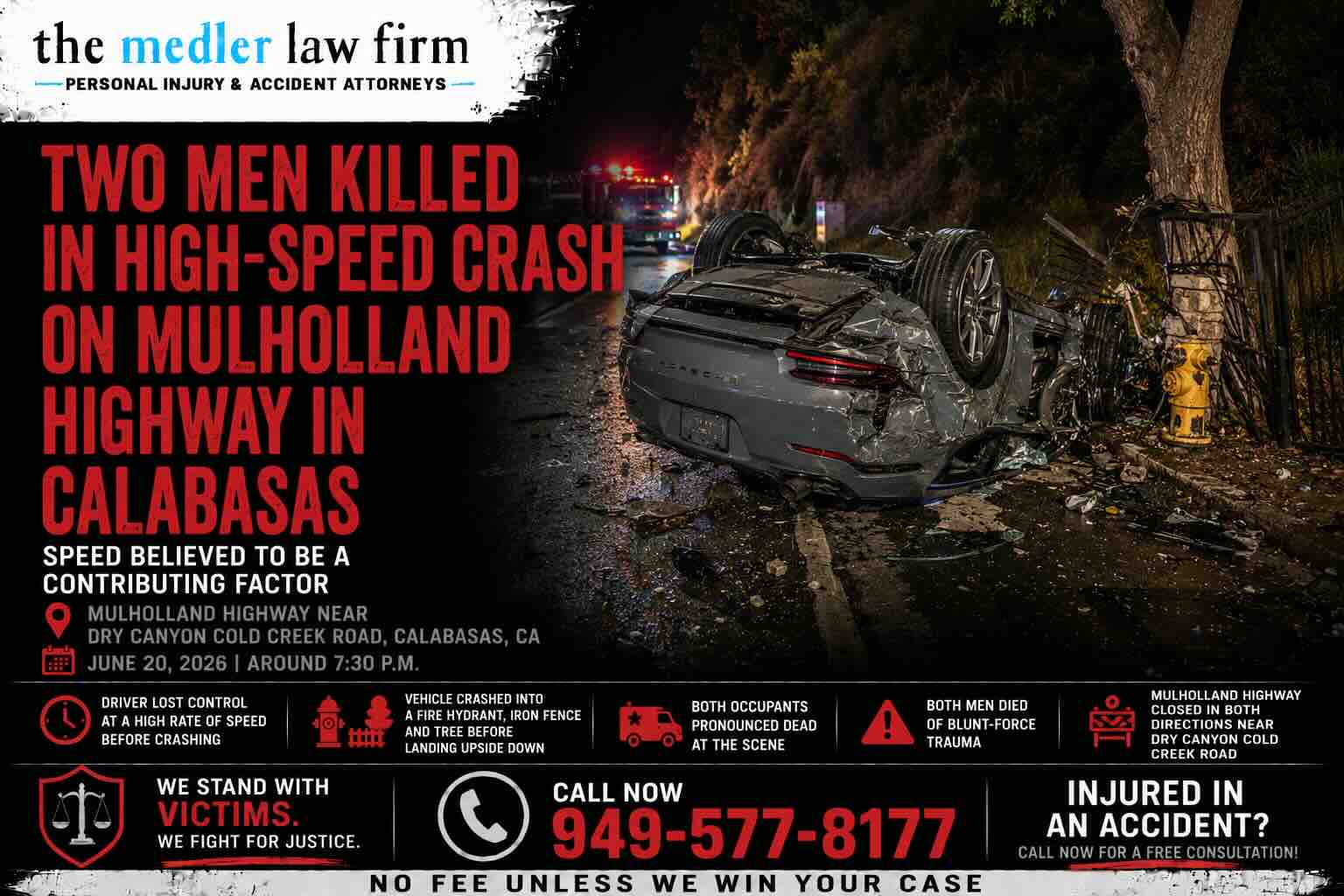 Two Men Killed in High-Speed Crash on Mulholland Highway in Calabasas
