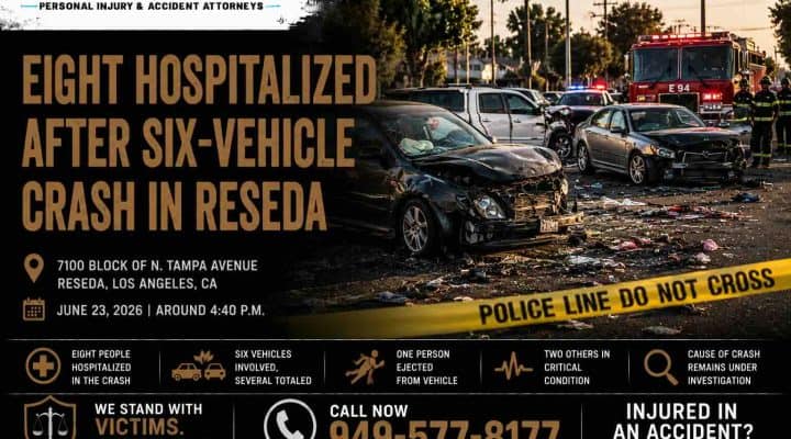 Eight Hospitalized After Six-Vehicle Crash in Reseda