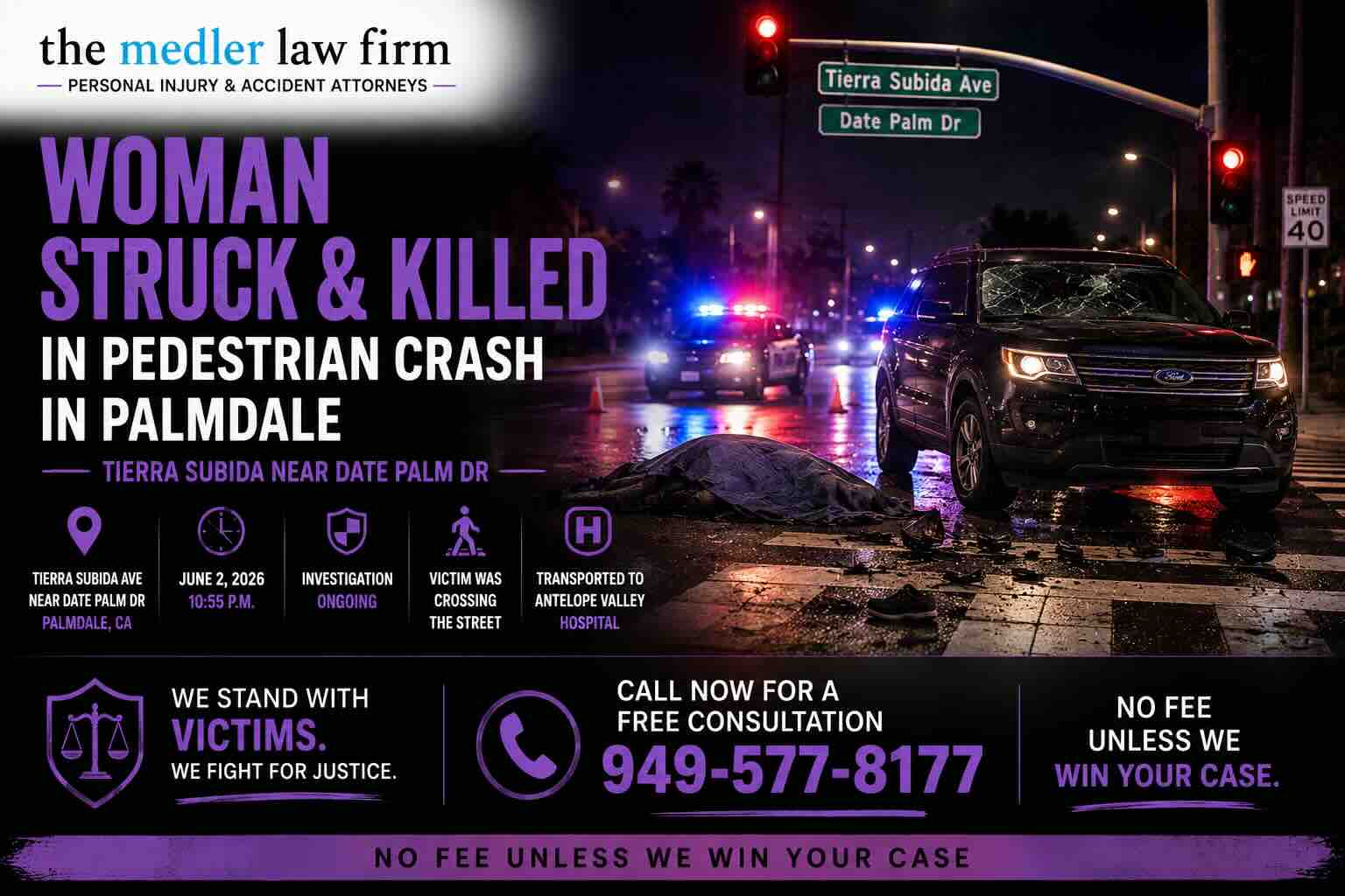 Woman Struck and Killed in Pedestrian Crash in Palmdale