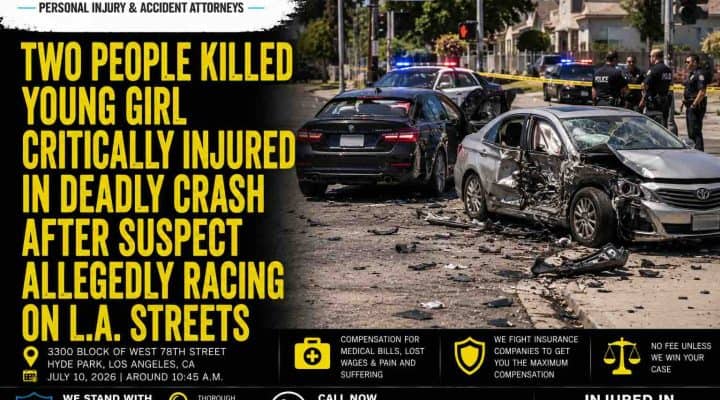 Two People Killed Young Girl Critically Injured in Deadly Crash After Suspect Allegedly Racing on L.A. Streets