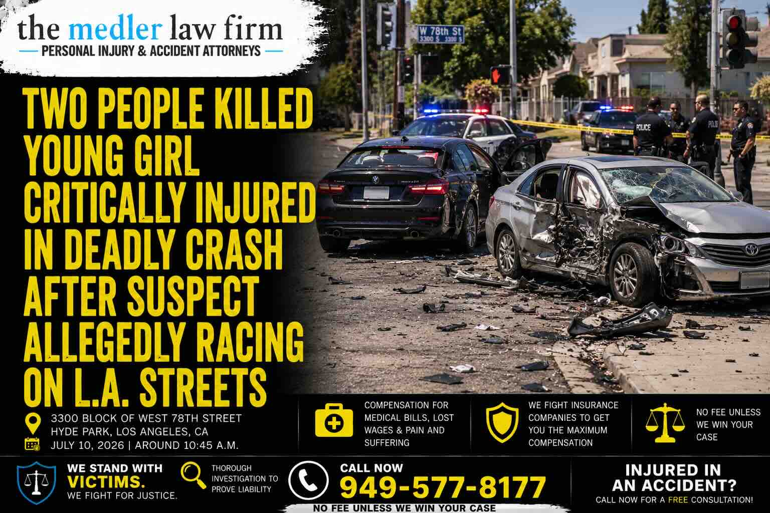 Two People Killed Young Girl Critically Injured in Deadly Crash After Suspect Allegedly Racing on L.A. Streets