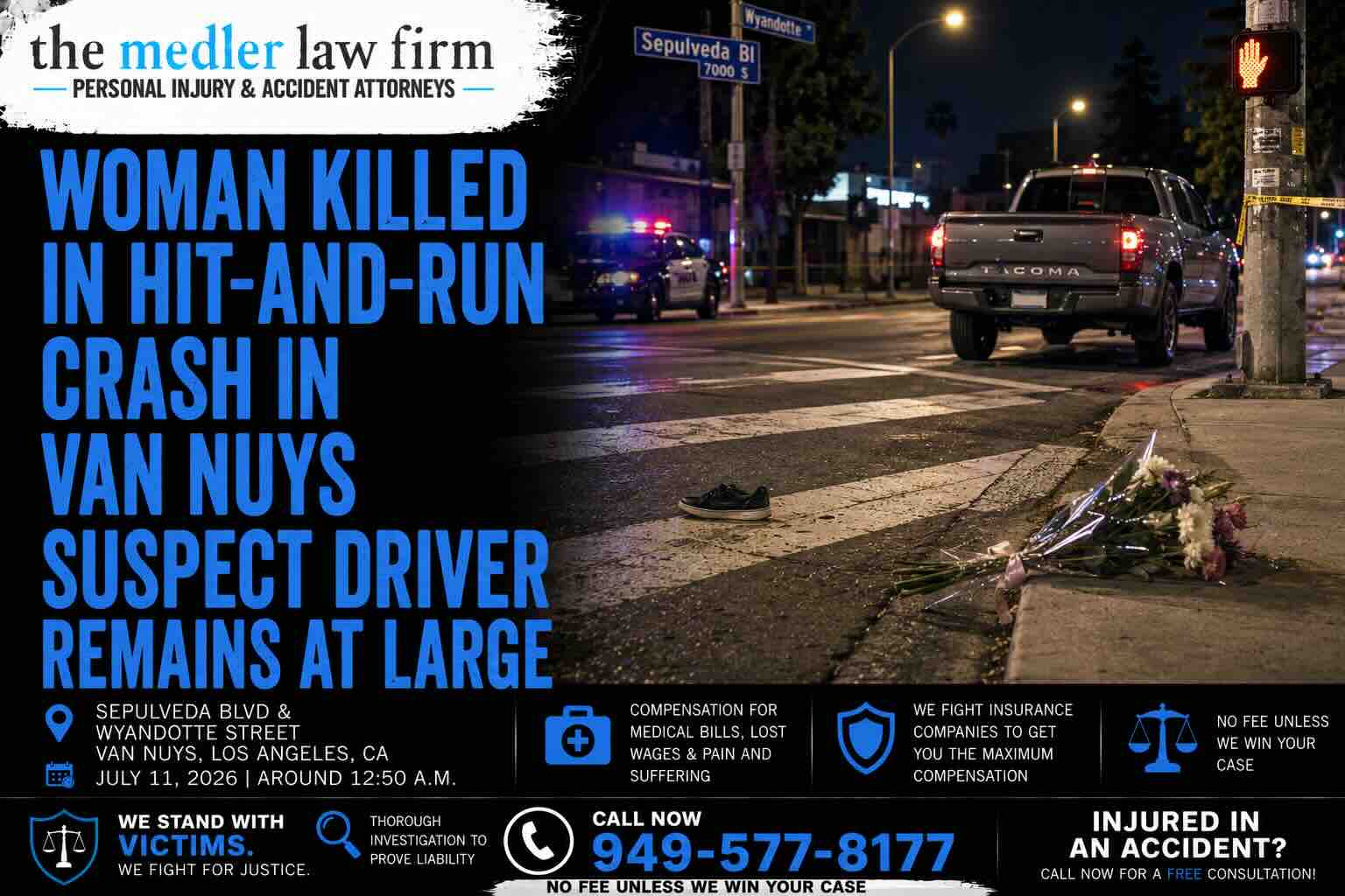 Woman Killed in Hit-and-Run Crash in Van Nuys Suspect Driver Remains at Large