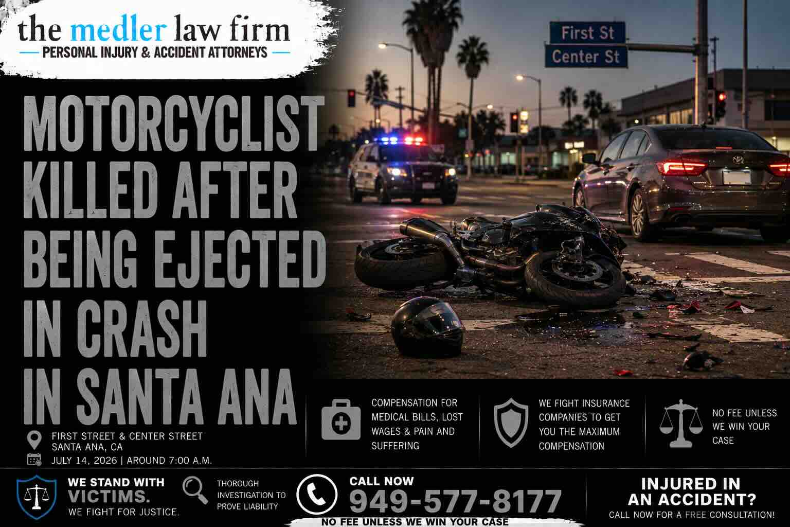 Motorcyclist Killed After Being Ejected in Crash in Santa Ana