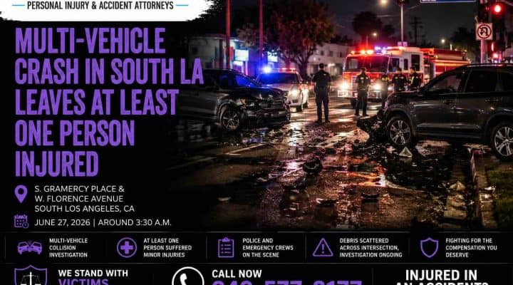 Multi-Vehicle Crash in South LA Leaves at Least One Person Injured