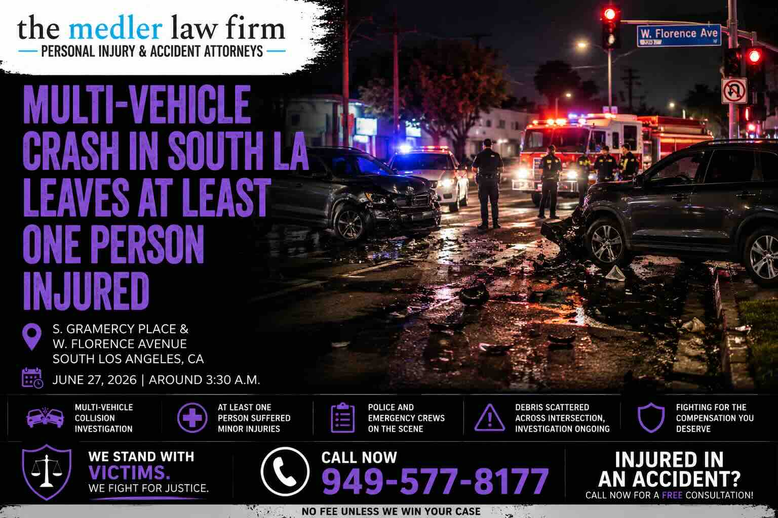 Multi-Vehicle Crash in South LA Leaves at Least One Person Injured