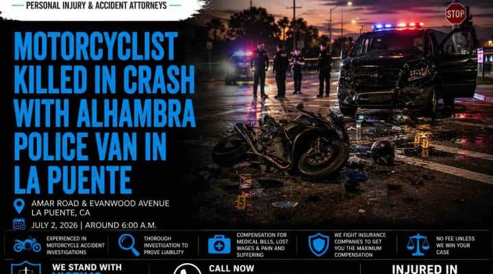 Motorcyclist Killed in Crash With Alhambra Police Van in La Puente
