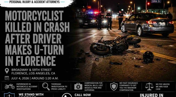 Motorcyclist Killed in Crash After Driver Makes U-Turn in Florence