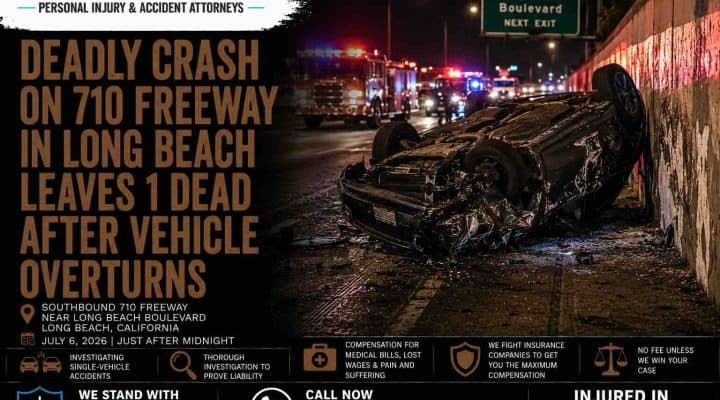 Deadly Crash on 710 Freeway in Long Beach Leaves 1 Dead After Vehicle Overturns