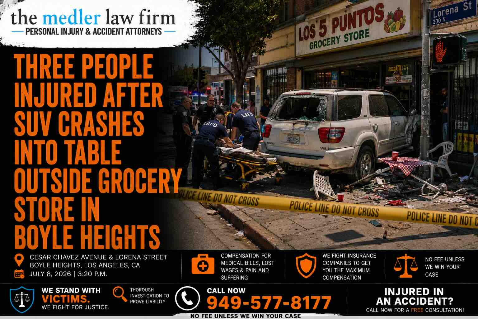 Three People Injured After SUV Crashes Into Table Outside Grocery Store in Boyle Heights