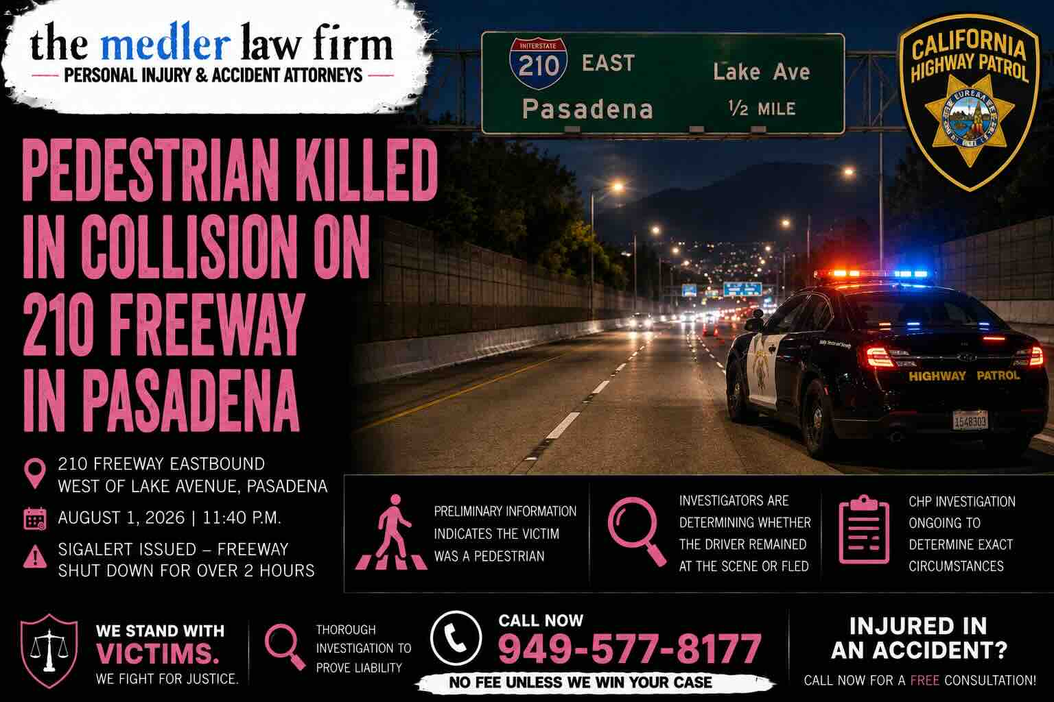 Pedestrian Killed in Collision on 210 Freeway in Pasadena
