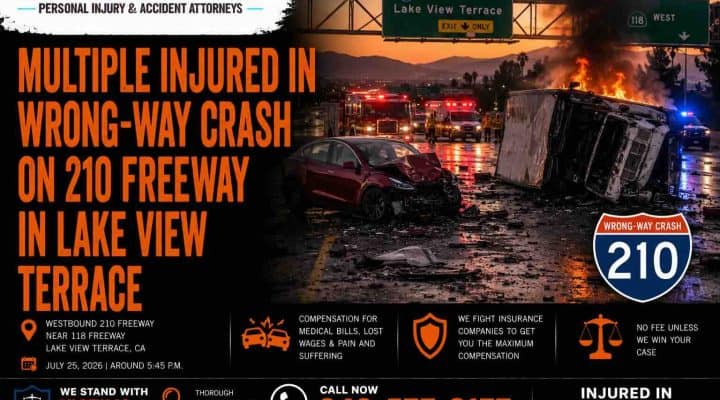 Multiple People Injured in Wrong-Way Crash on 210 Freeway in Lake View Terrace