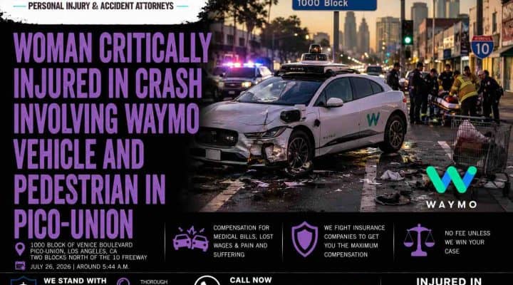 Woman Critically Injured in Crash Involving Waymo Vehicle and Pedestrian in Pico-Union