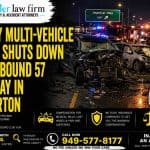 Deadly Multi-Vehicle Crash Shuts Down Northbound 57 Freeway in Fullerton