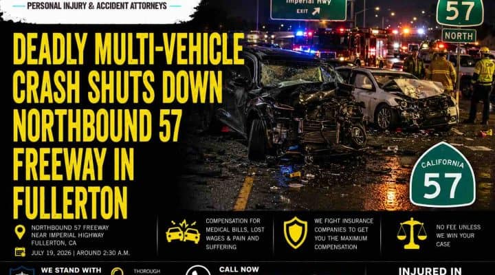 Deadly Multi-Vehicle Crash Shuts Down Northbound 57 Freeway in Fullerton