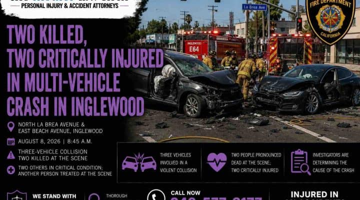 Two Killed Two Critically Injured in Multi-Vehicle Crash in Inglewood