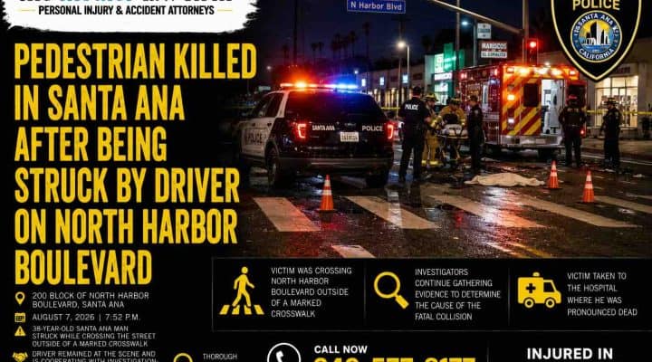 Pedestrian Killed in Santa Ana After Being Struck By Driver on North Harbor Boulevard