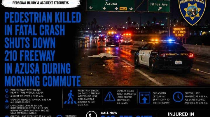 Pedestrian Killed in Fatal Crash Shuts Down 210 Freeway in Azusa