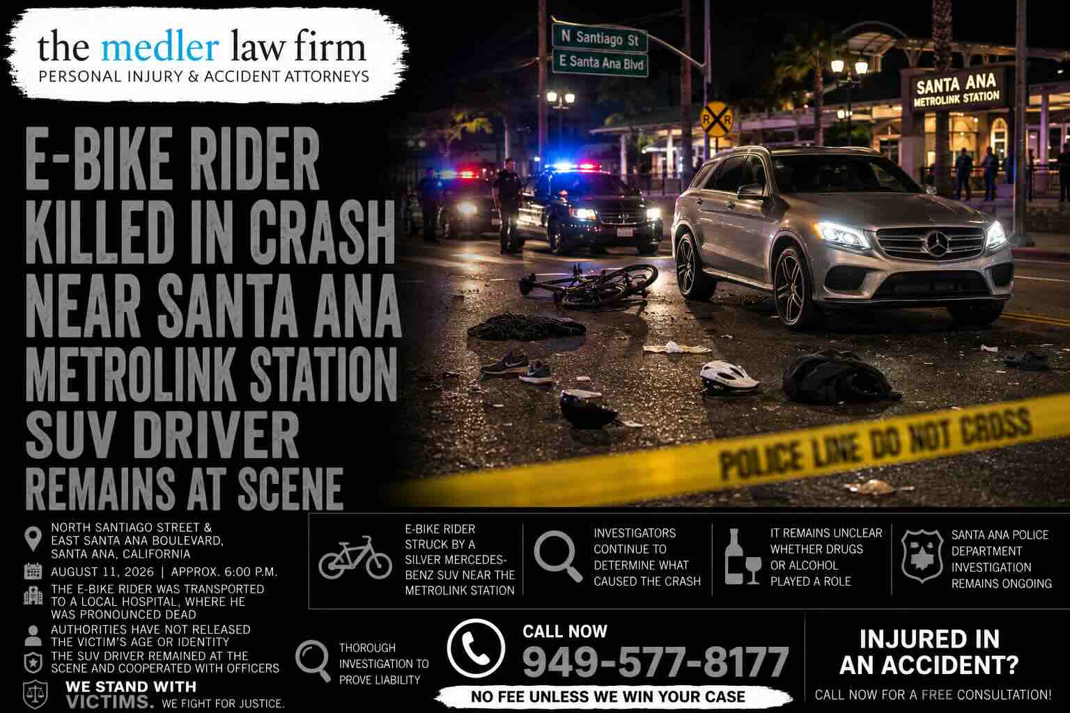 E-Bike Rider Killed in Crash Near Santa Ana Metrolink Station