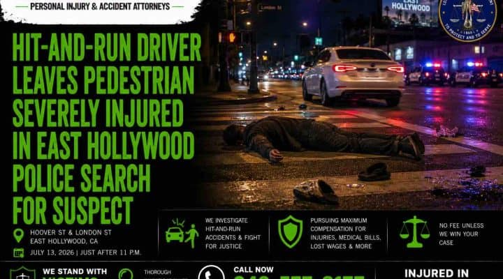 Hit-and-Run Driver Leaves Pedestrian Severely Injured in East Hollywood