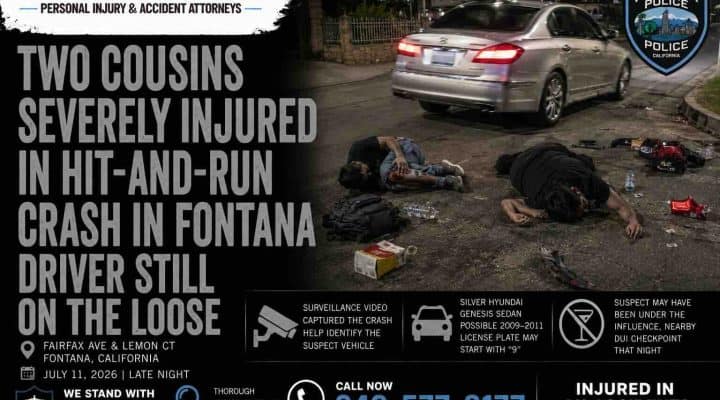 Two Cousins Severely Injured in Hit-And-Run Crash in Fontana