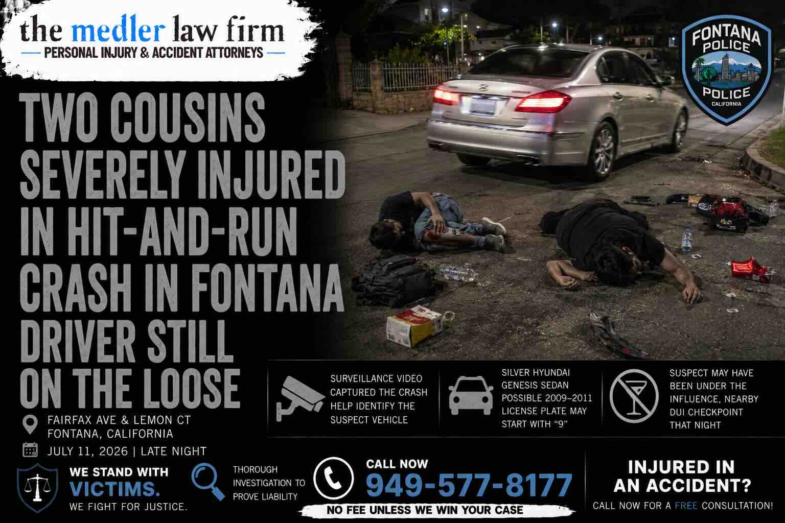 Two Cousins Severely Injured in Hit-And-Run Crash in Fontana