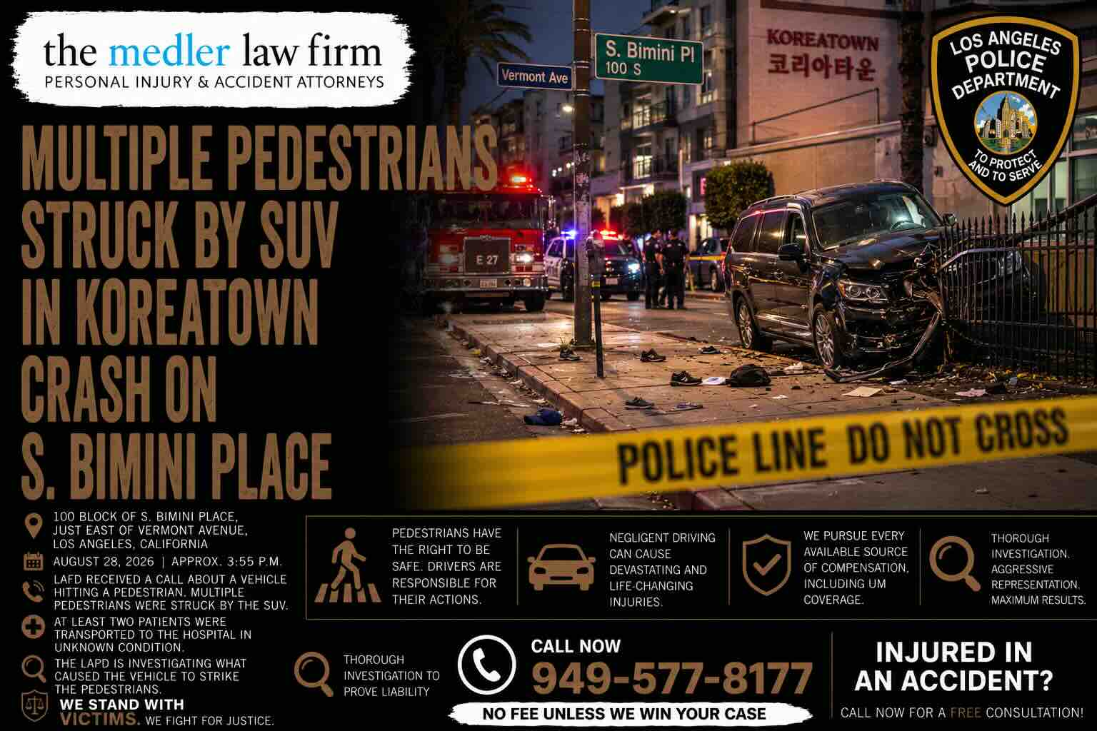 Multiple Pedestrians Struck by SUV in Koreatown Crash on S. Bimini Place