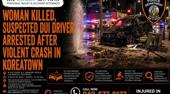 Woman Killed, Suspected DUI Driver Arrested After Violent Crash in Koreatown