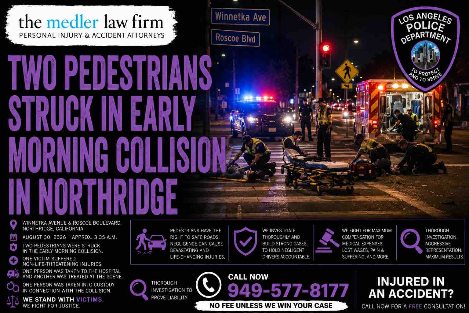 Two Pedestrians Struck in Early Morning Collision in Northridge