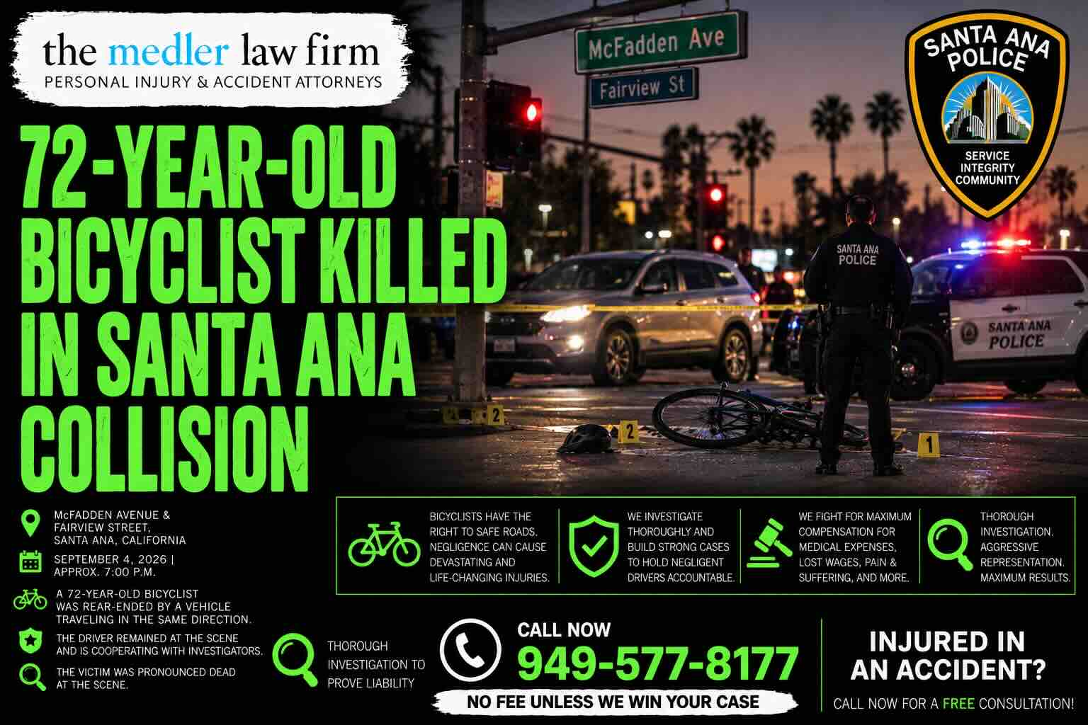 72-Year-Old Bicyclist Killed in Santa Ana Collision