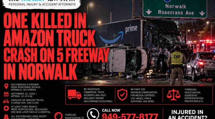 One Killed in Amazon Truck Crash on 5 Freeway in Norwalk