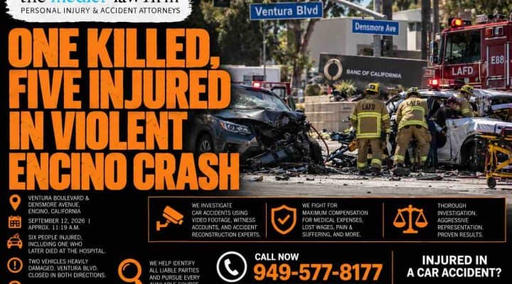 One Killed Five Injured in Violent Encino Crash