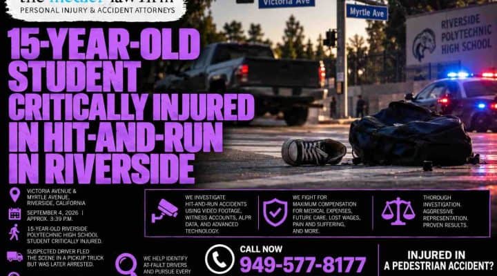 15-Year-Old Student Critically Injured in Hit-and-Run in Riverside