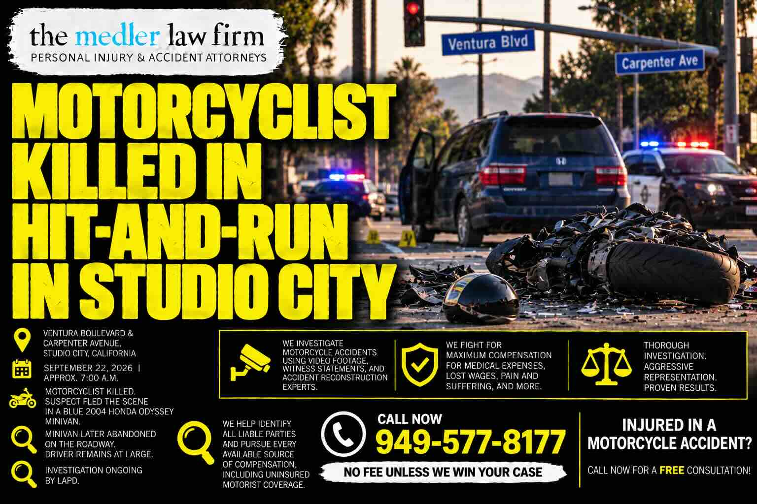 Motorcyclist Killed in Hit-and-Run in Studio City