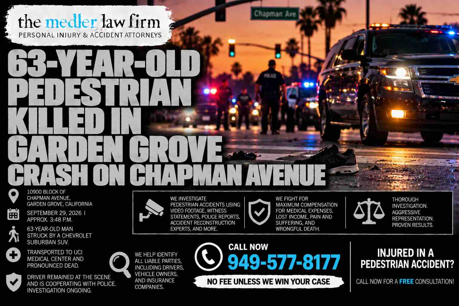 63-Year-Old Pedestrian Killed in Garden Grove Crash on Chapman Avenue